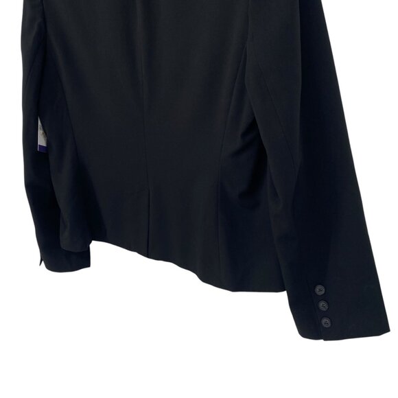 Evan-Picone Womens 16 Black Blazer Stretch Pockets Lined One Button Professional - Picture 14 of 16